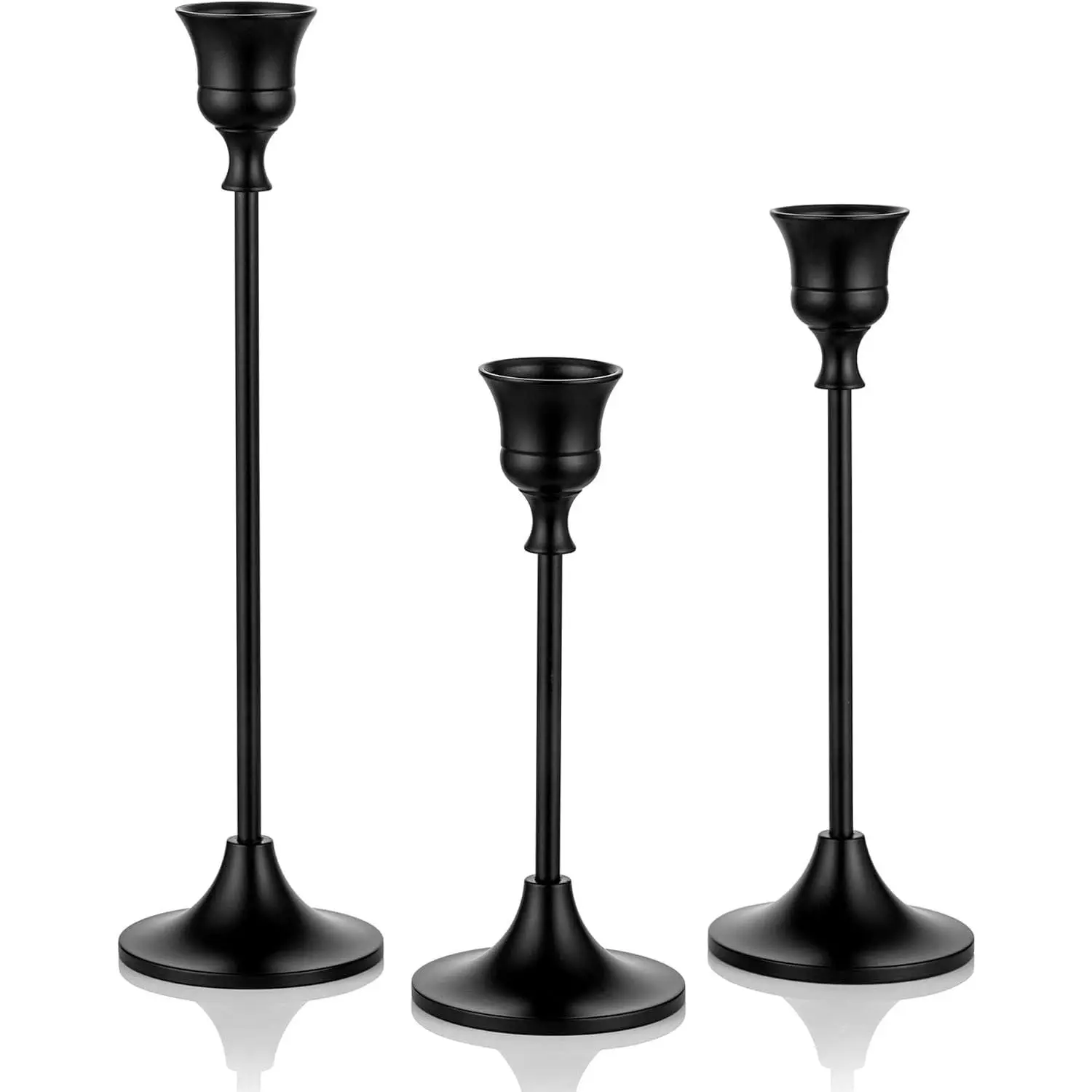 Matte Black Candlestick Holder Set of 3 Decorative Taper Candle Holders for Fireplace Mantel Dining Table Home Decor