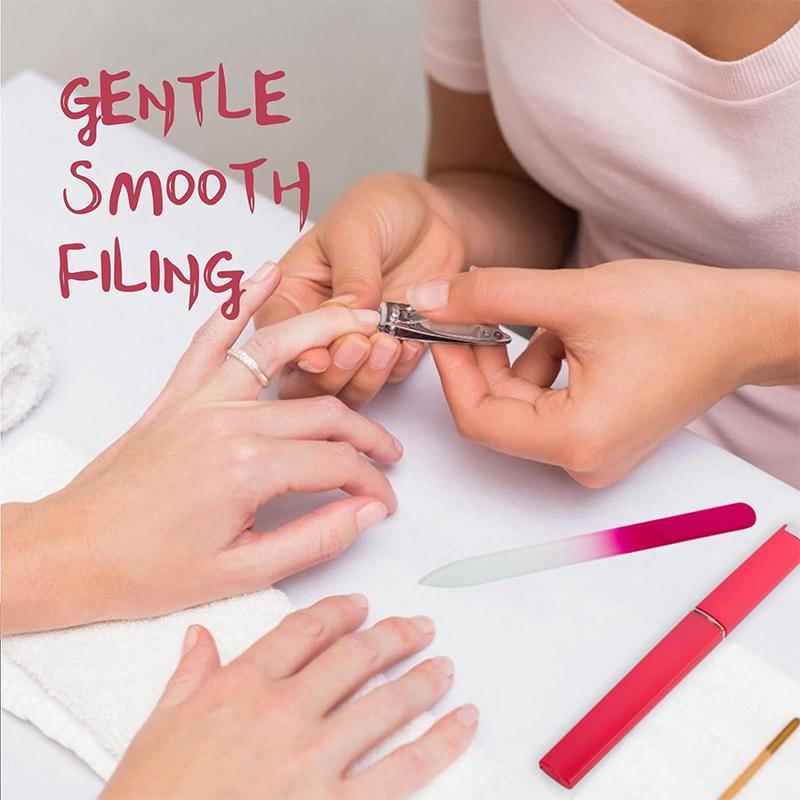 Glass Nail File with Case, Nail File Kit, 3 Counts/6 Counts Professional Glass File, Double-sided Etched Gentle Nail Care Tool for Women & Adults