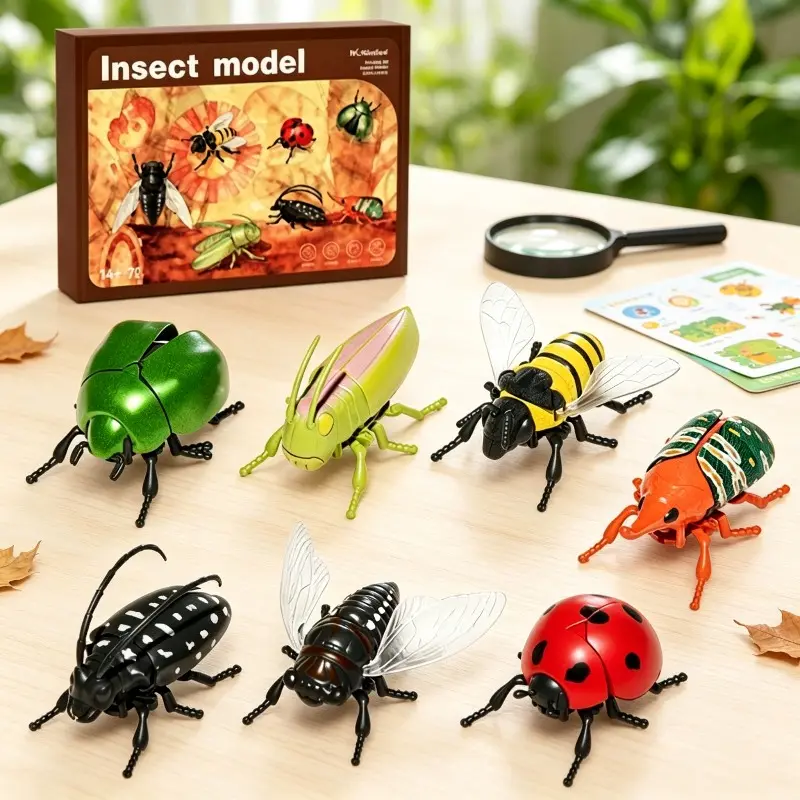 7-Piece Wind-up Simulated Insect Toy Set, Crawling & Light-up Mechanical Bug Models, STEM Educational Science Toys for Kids, Fun Preschool Cognitive Gifts for Boys and Girls