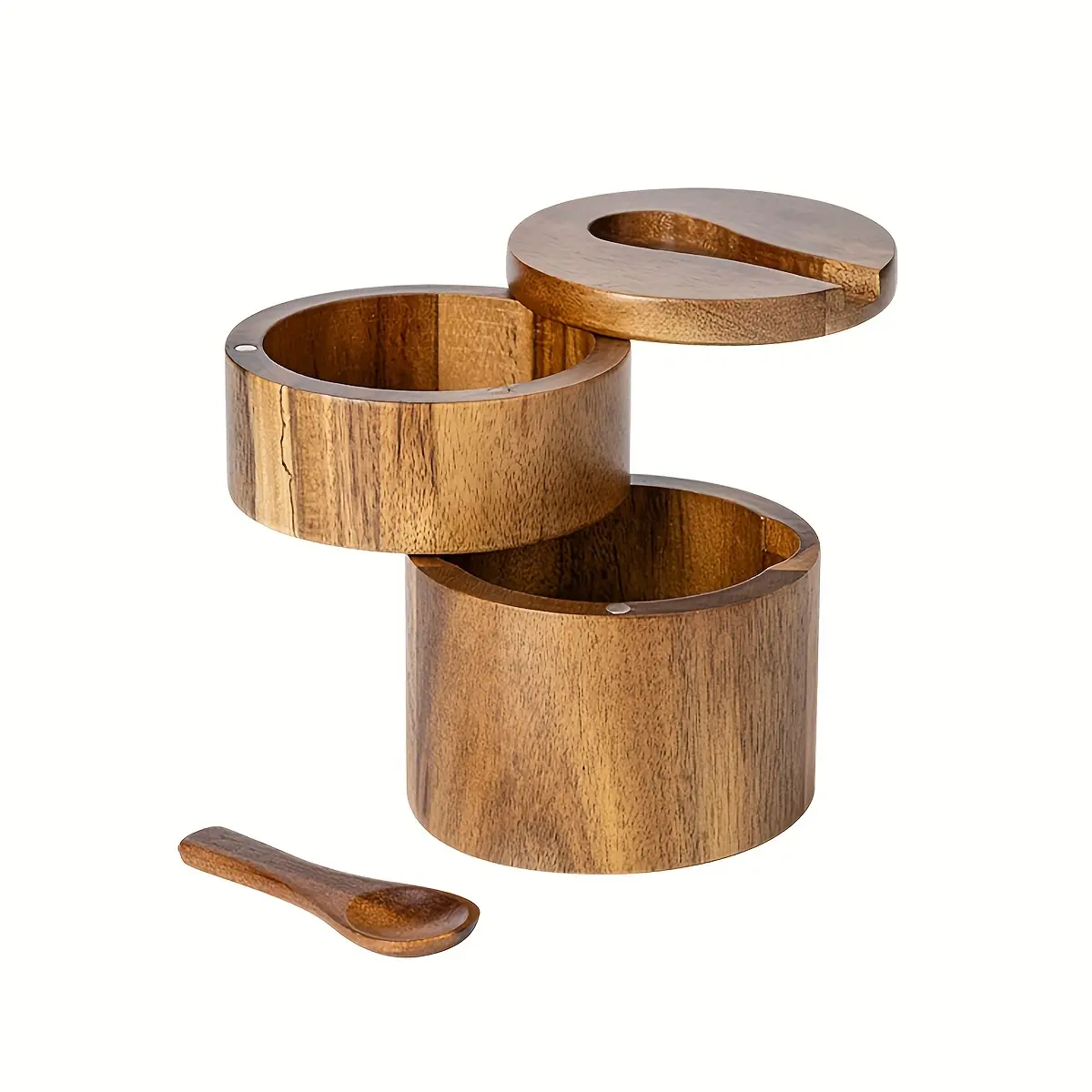 1PC Acacia Wood Salt Jar Solid Wood Seasoning Box Wooden Pepper Box Kitchen Seasoning Bottle Salt Box Storage Seasoning Jar Seasoning Jars Containers