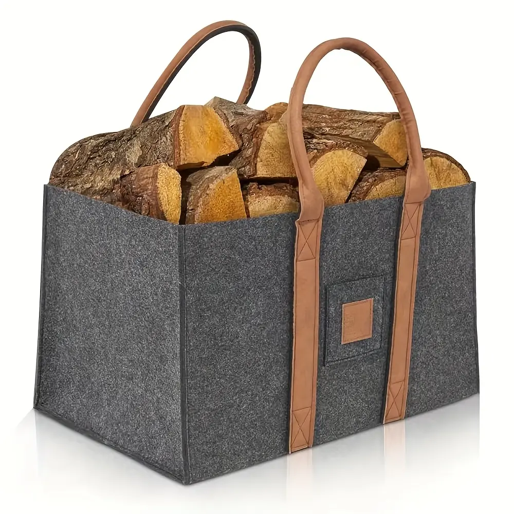 Portable Felt Firewood Carrier & Storage Bag – Large-Capacity, Foldable Tote for Firewood, Shopping, and Organizing