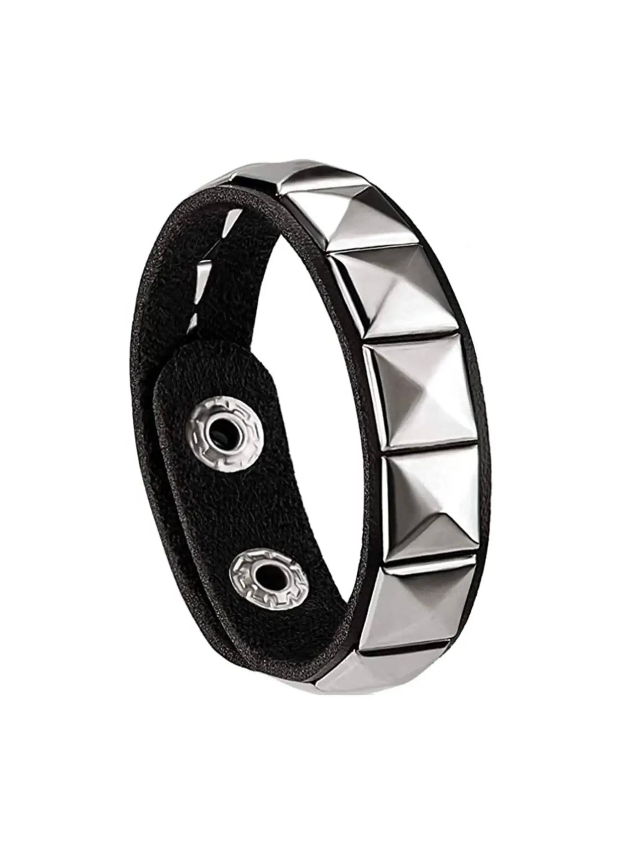 1/3Pcs Pyramid Studded PU Leather Bracelet Set, Punk Gothic Square Rivet Wrist Cuff, Adjustable Rock Biker Unisex Wristband for Festival Halloween Party Gift