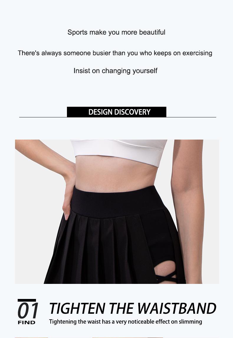 Yoga Pleated Skirt for Women, High-Waisted Sports Short Skirt, Quick-Dry Outdoor Running Anti-Exposure Tennis Skirt