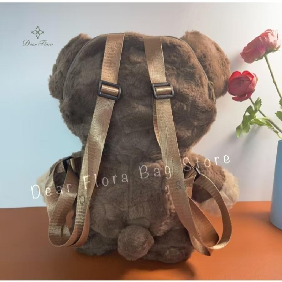New Cute Plush Brown Bear Backpack Kawaii Soft Animal Knapsack High Quality Lolita Furry Shoulder Bag Fashion Girl Birthday Gift