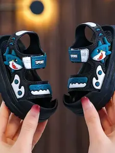 Shark-Themed Non-Slip Sandals, Summer New Design Unisex Toddler Learning Shoes, Soft Sole Cartoon Beach Slippers