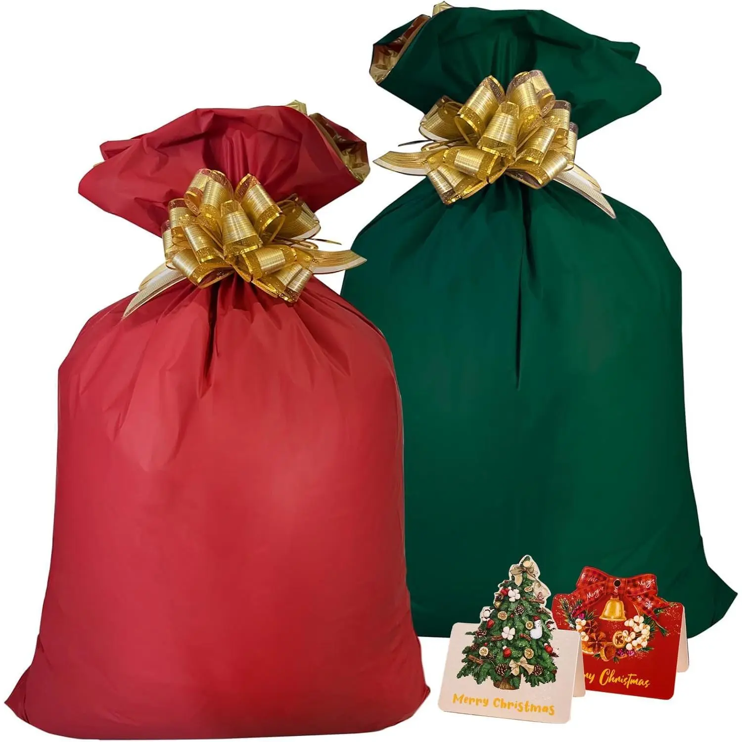 Santa Sacks Drawstring Christmas Bags39 x 27.5 inches/ 17.7 x 22 inches/ 45 x 56cm Message Card Large Christmas Bags with Drawstring for Xmas Presents Party Favor Supplies (2)