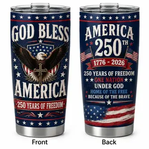 America 250th 20oz Tumbler with Lid, Stainless Steel Insulated Travel Coffee Cup, Patriotic Gift for Dad, Bonus Dad, Husband, Father’s Day, July 4th Independence Day Gift