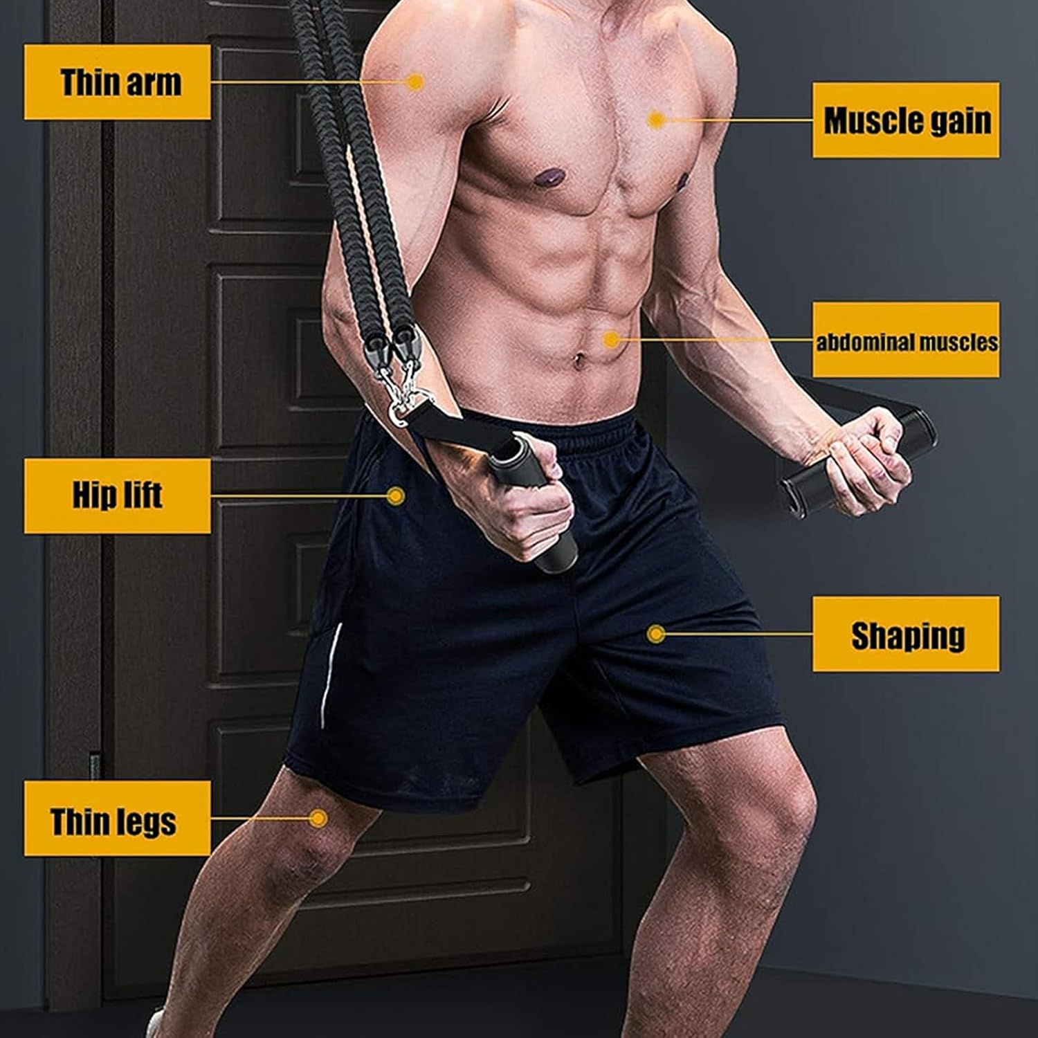 Multifunctional Ab Training Resistance Band, 1 Set Ab Training Auxiliary Foot Pedal Puller, Abdominal Exercise Equipment for Home Gym, Abdominal Muscle Trainer, Ab Workout Equipment