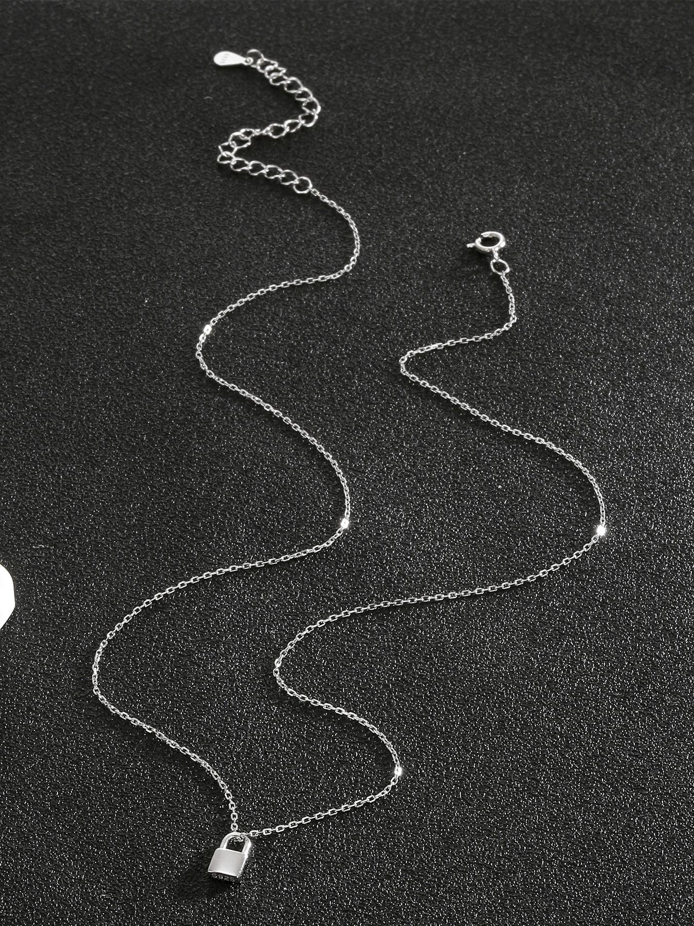 S925 Sterling Silver Creative Design Lock Pendant Necklace for Women, Fashion Jewelry for Party, Daily Clothing Decor, Trendy All-match & Exquisite Jewelry for Gift, Key Pendant Necklace