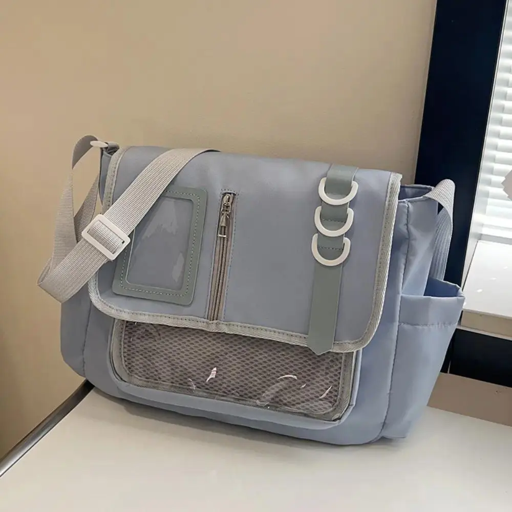 Anime Ita Crossbody Messenger Bag, Oxford Fabric Clear PVC Display Window Shoulder Bag, Large Capacity Multi Pocket Collector Bag with Adjustable Wide Strap for Daily Use, Travel & Anime Conventions