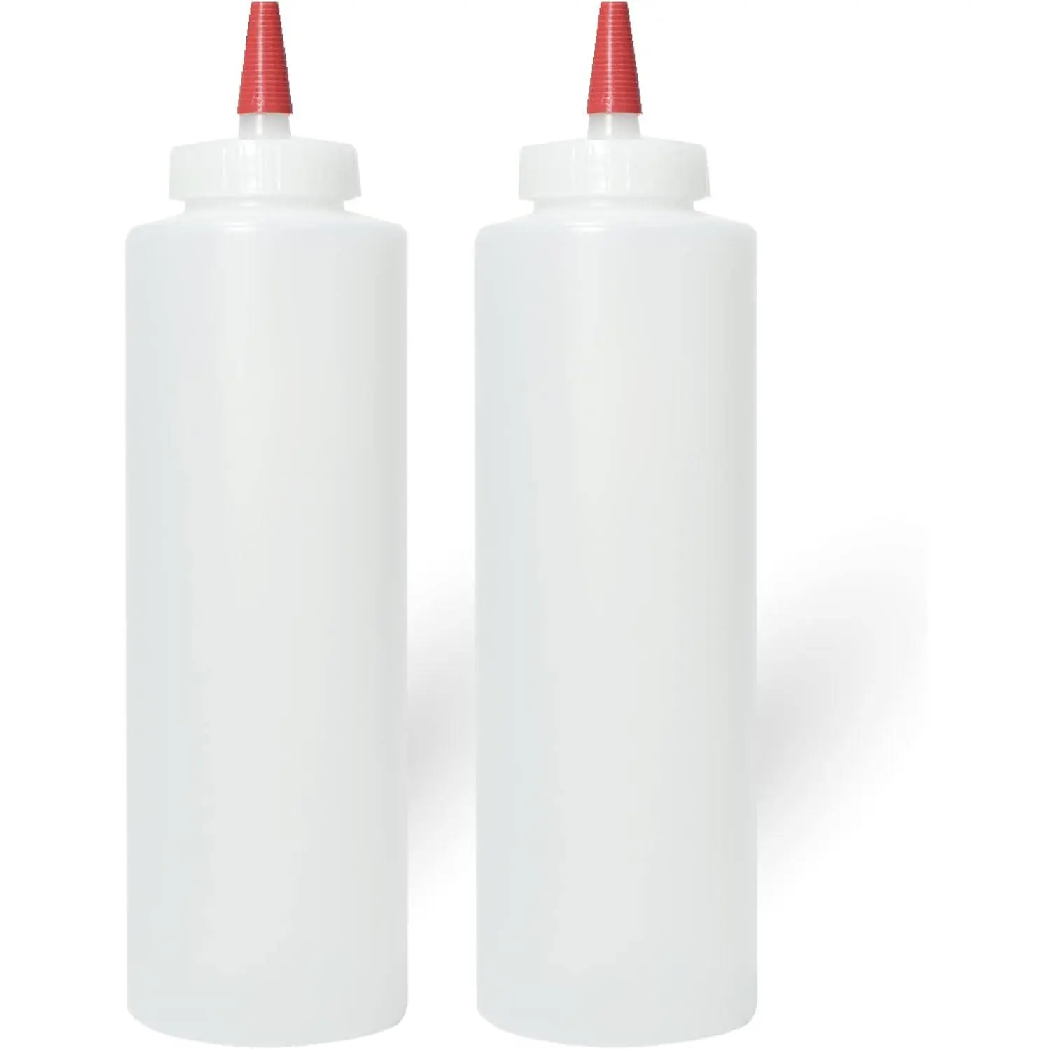 Condiment Squeeze Bottles 16oz Wide Mouth Empty Squeeze Bottle Set with Red Tip Leak Proof,  - Squeeze Bottles for Sauces, Oils, Arts Crafts 2 Pack