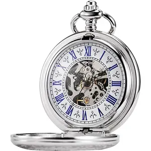 Men's Steampunk Skeleton Mechanical  Fob Retro Pocket Watch