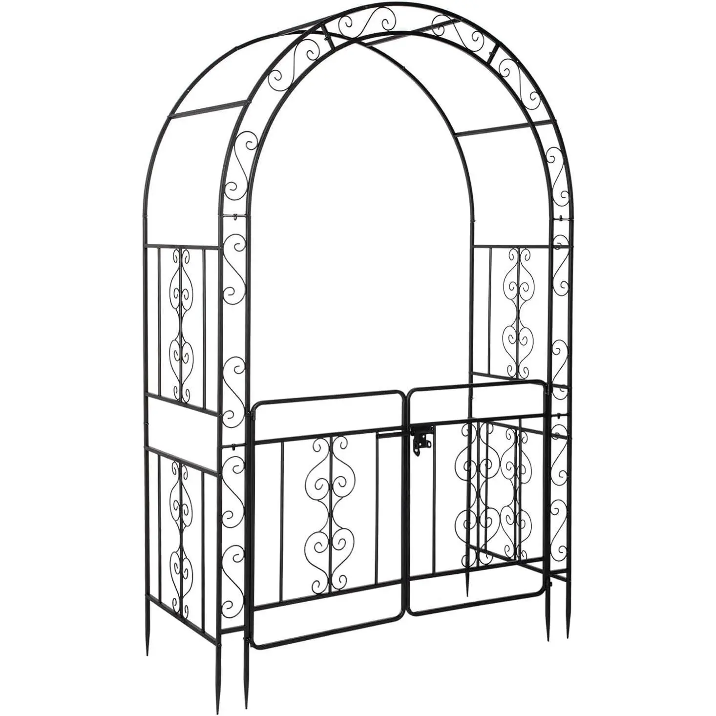 Outvita Metal Garden Arch with Double Gate Heavy-Duty Arbor Trellis, Arbor Archway for Climbing Plants Support Rack, Outdoor Lawn Backyard Patio Decoration Summervibes