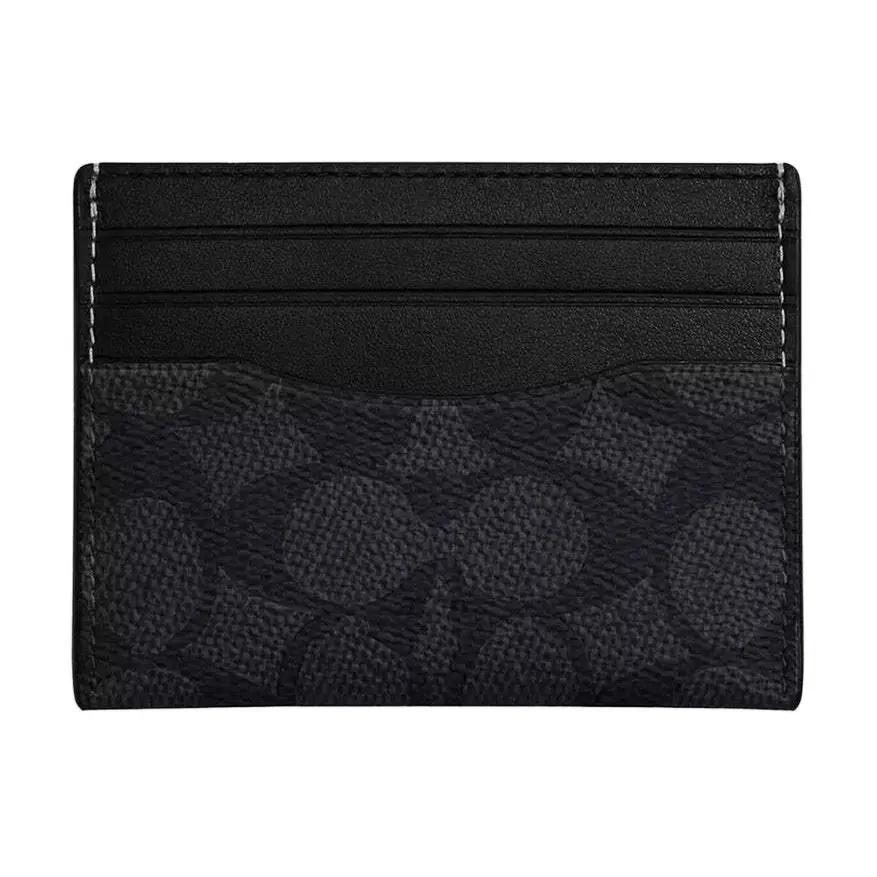 COACH Classic Monogram Card Case – Mini Unisex Crossbody Wallet in Tan and Brown Leather-Textile Blend