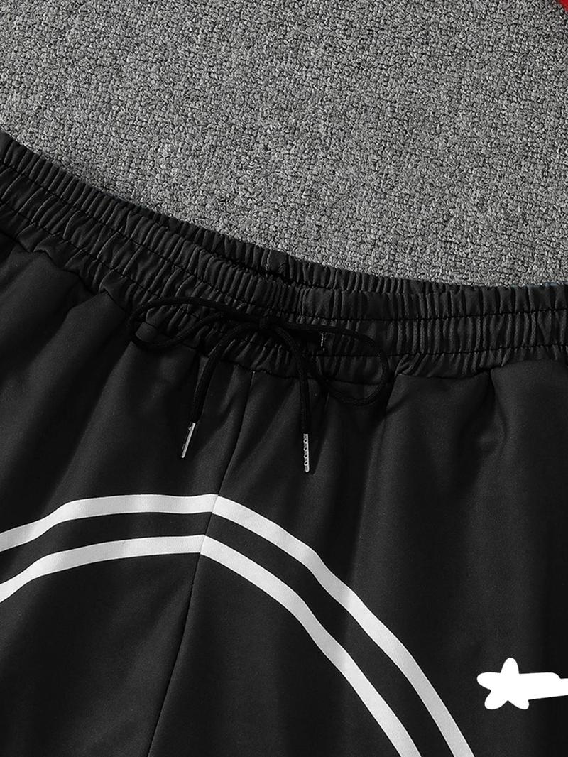 Men's Striped Print Drawstring Waist Shorts, Regular Fit Casual Comfy Breathable Athletic Shorts for Summer, Men's Bottoms for Daily Wear