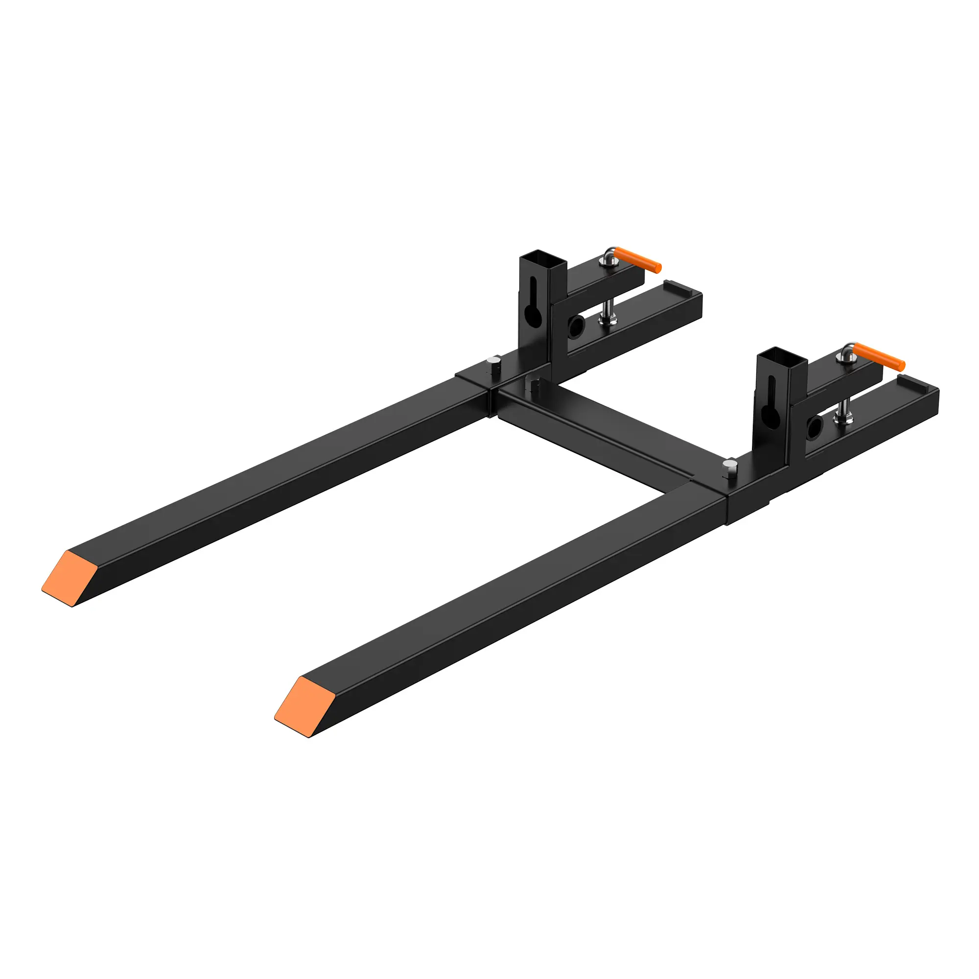 Heavy Duty Clamp On Tractor Bucket Pallet Forks, 43" Length & 2000 LBS Max Capacity, Quick Mount Design with Adjustable Stabilizer Bar, Suitable for Skid Steers, Loaders and Various Tractor Accessories
