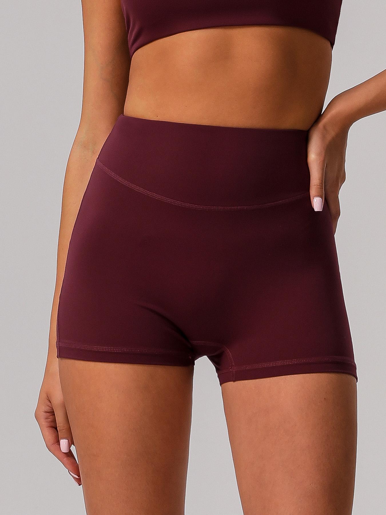 Sodalemon Women's Solid High Waist Gym Shorts, Casual Comfy Breathable Skinny Shorts for Yoga Gym Workout Running, Ladies Sportswear for All Seasons