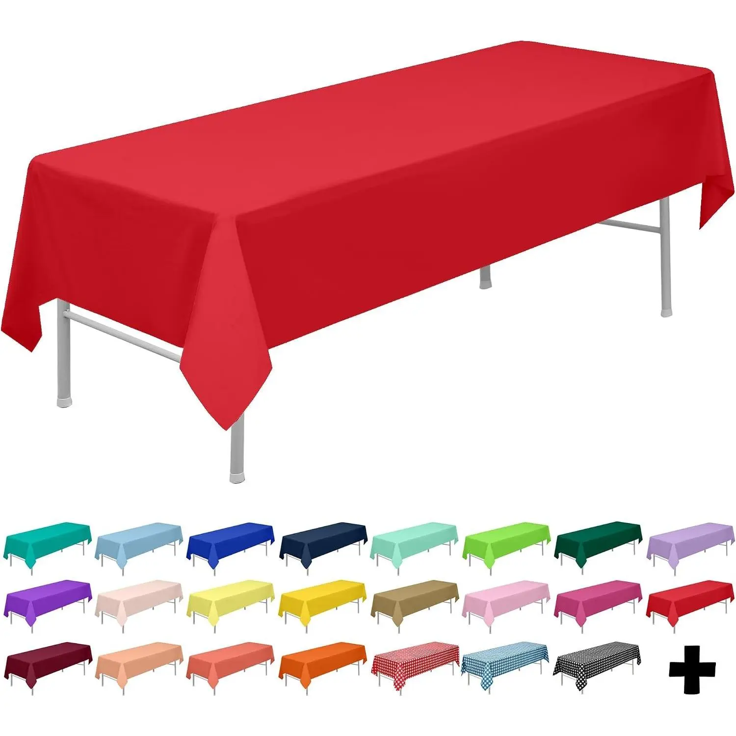 Red Tablecloths Plastic 3-Pack Premium 54 Inches x 108 Inches Disposable Table Covers Decorative Table Cloths for Rectangle Tables