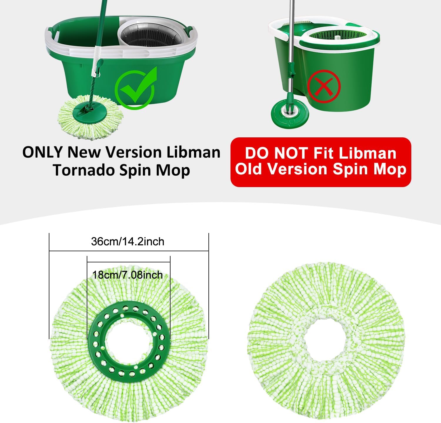Tornado Spin Mop  ONLY Compatible with      , Washable &  Libman Mop  Replacement Refill for Tornado Mop (NOT for Old Version)