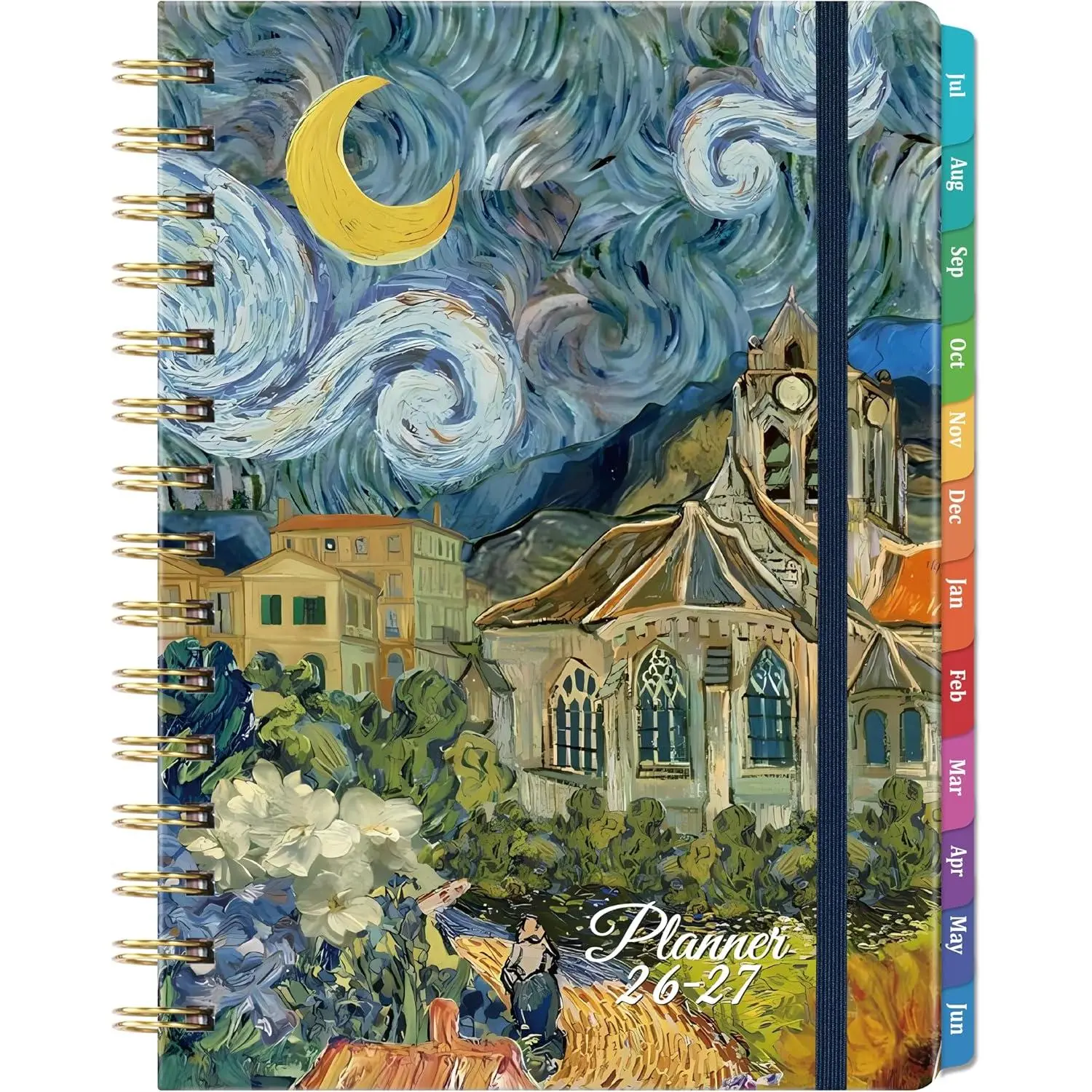 Planner 2026-2027 - Academic Planner 2026-2027, Jul 2026 - Jun 2027, 6"x8" | 26-27 Planner Weekly and Monthly with Tabs, Hardcover with  Pocket + -Wire Binding - Oil Painting