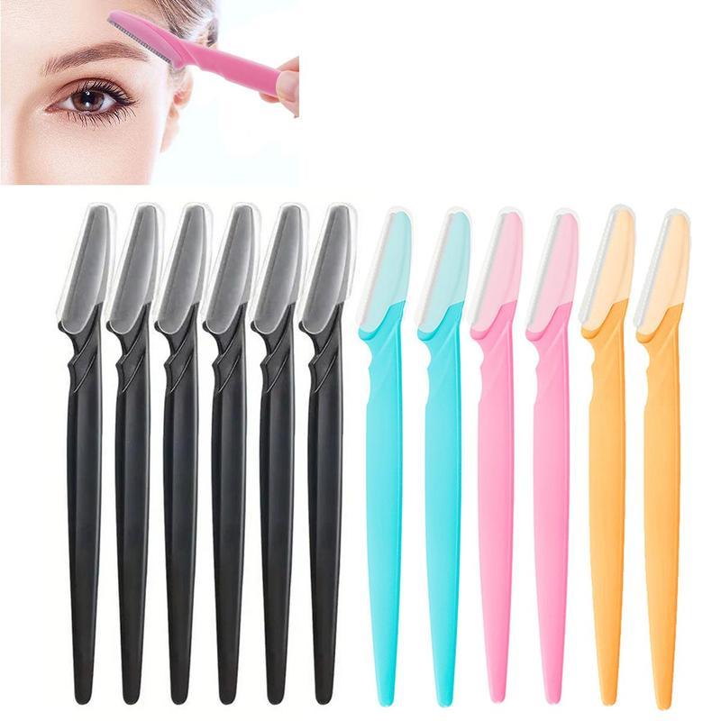 12pcs/set Portable Lightweight Eyebrow Trimmer & Hair Remover Set with Dust Proof Cover, Sharp Facial Razor for Makeup, Convenient Shaver Set, Makeup Tool Set