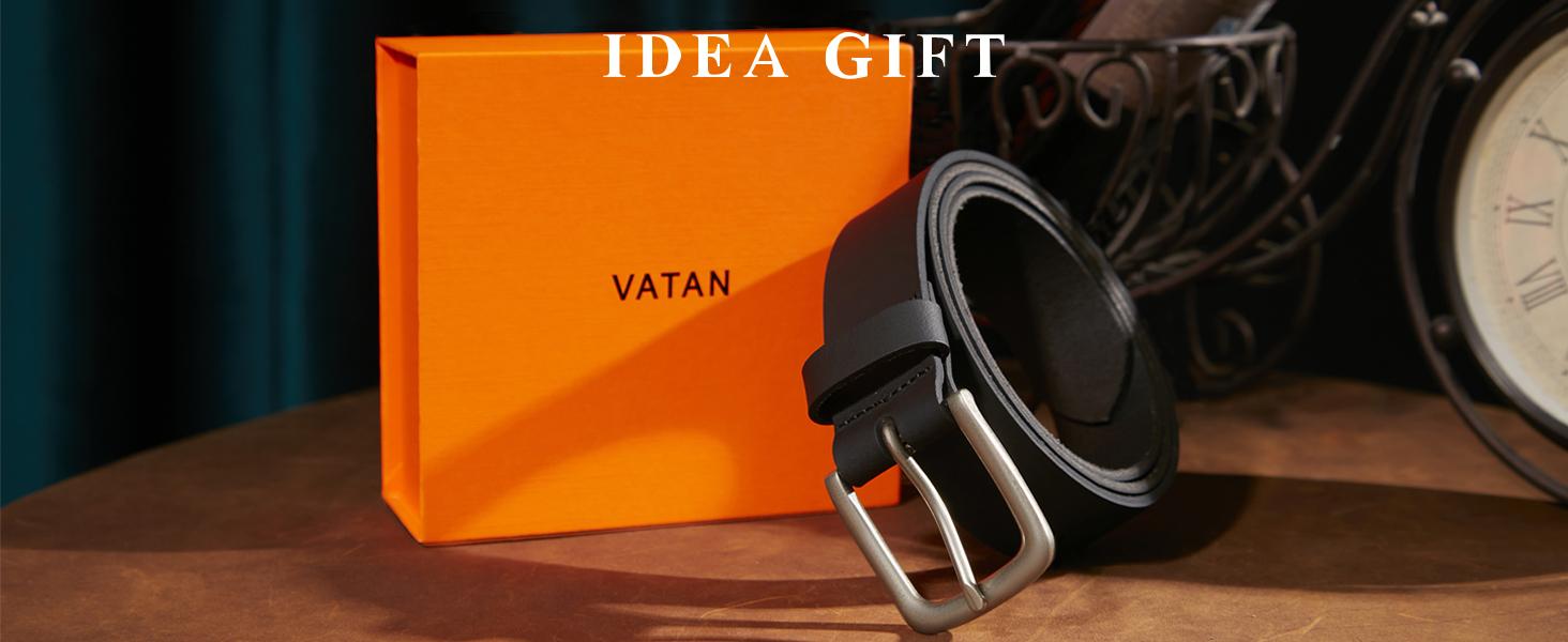 Men's Genuine Leather Casual Every Day Jeans Belts, Handmade Men Leather Belt with Gift Box