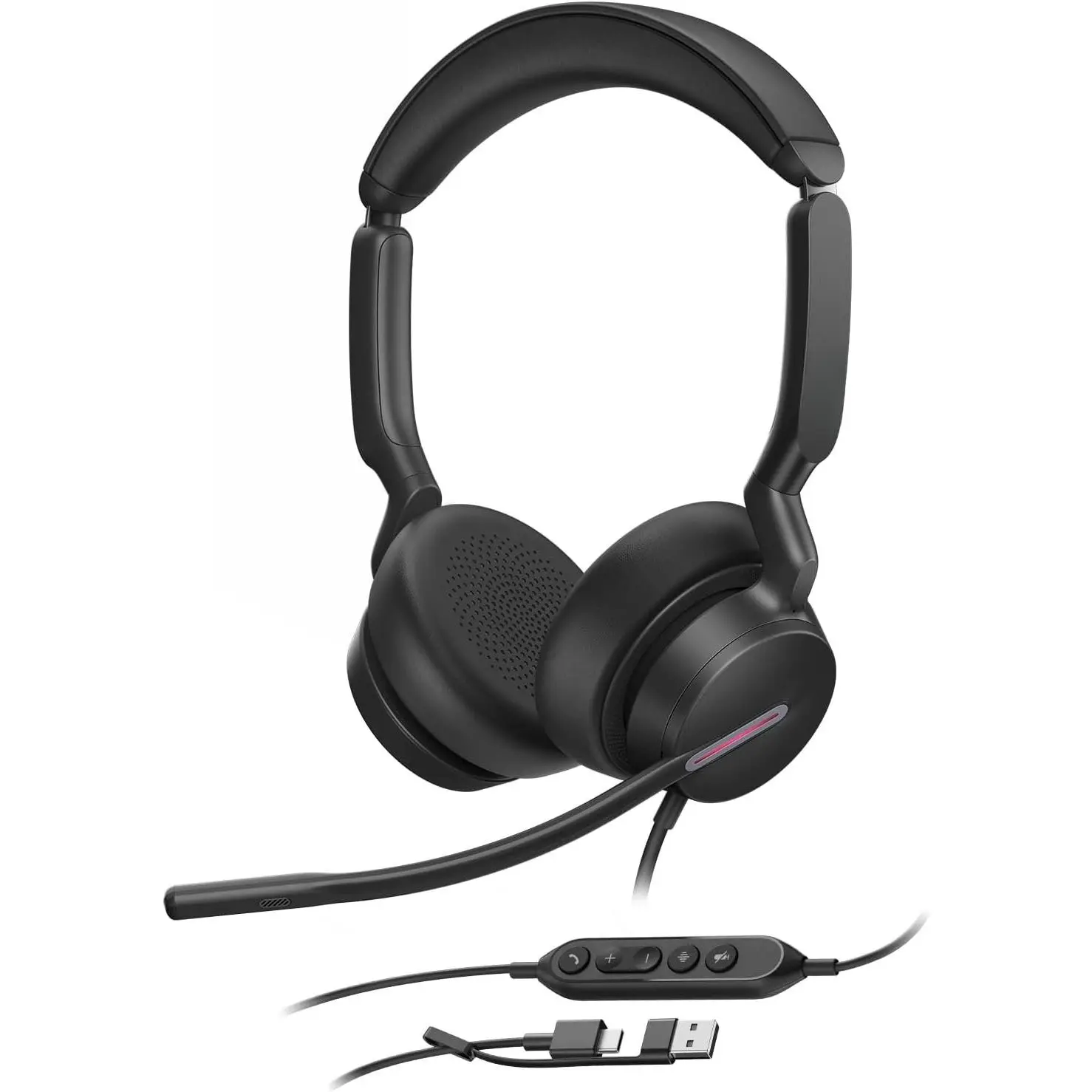 UH46 PC Headset with Mic Noise Cancelling Wired Headset USB -C/A | Stereo PC Laptop  Headset with 3 Noise Cancelling Microphones Plug & Play for  Office  Meetings UC Platform
