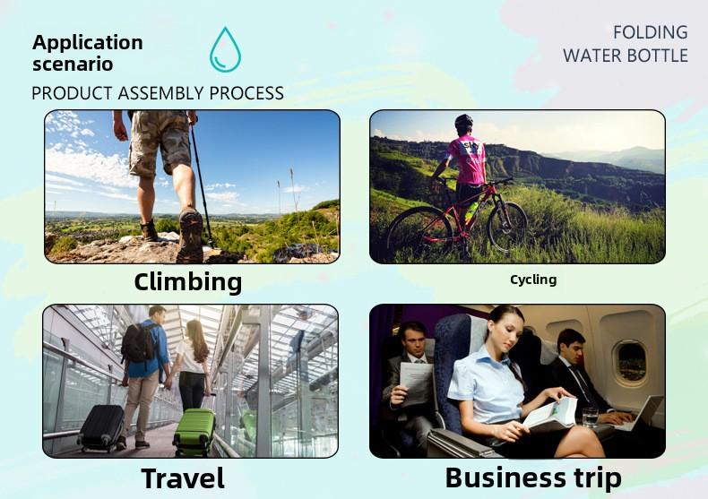 Silicone diamond-shaped foldable water cup 700ml outdoor sports water bottle cross-border pocket portable water bottle