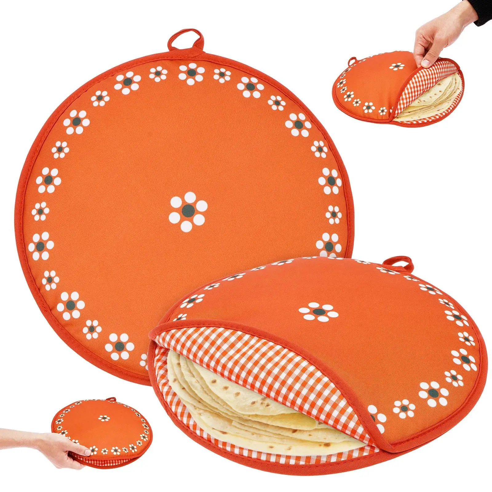 30cm Tortilla Warmer Pouch, Reusable Microwave-Safe Insulated Tortilla Keeper Bag, Round Fabric Food Warmer for Soft Flour & Corn Tortillas, Burritos, Tacos, Pancakes & Flatbreads