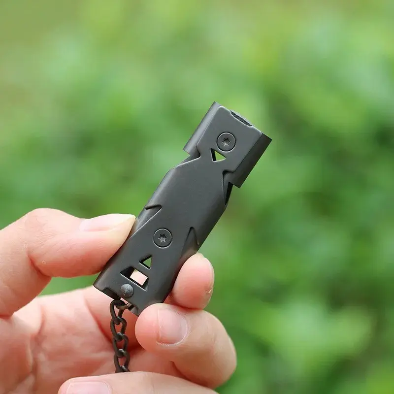 Survival Whistle Double Tube, Bursting Sound Whistle, Outdoor Sos Whistle, Stainless Steel, High Frequency, Earthquake Rescue Whistle