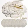 Floral Pattern Placemats, 6 Counts/set Heat-Resistant Non-Slip Dinner Table Mats, Kitchen Decorative Placemat, Kitchen Gadgets, Waterproof Placemat for Home Kitchen, Dining Room or Wedding Party, Valentine's Day Gift, Household Placemat
