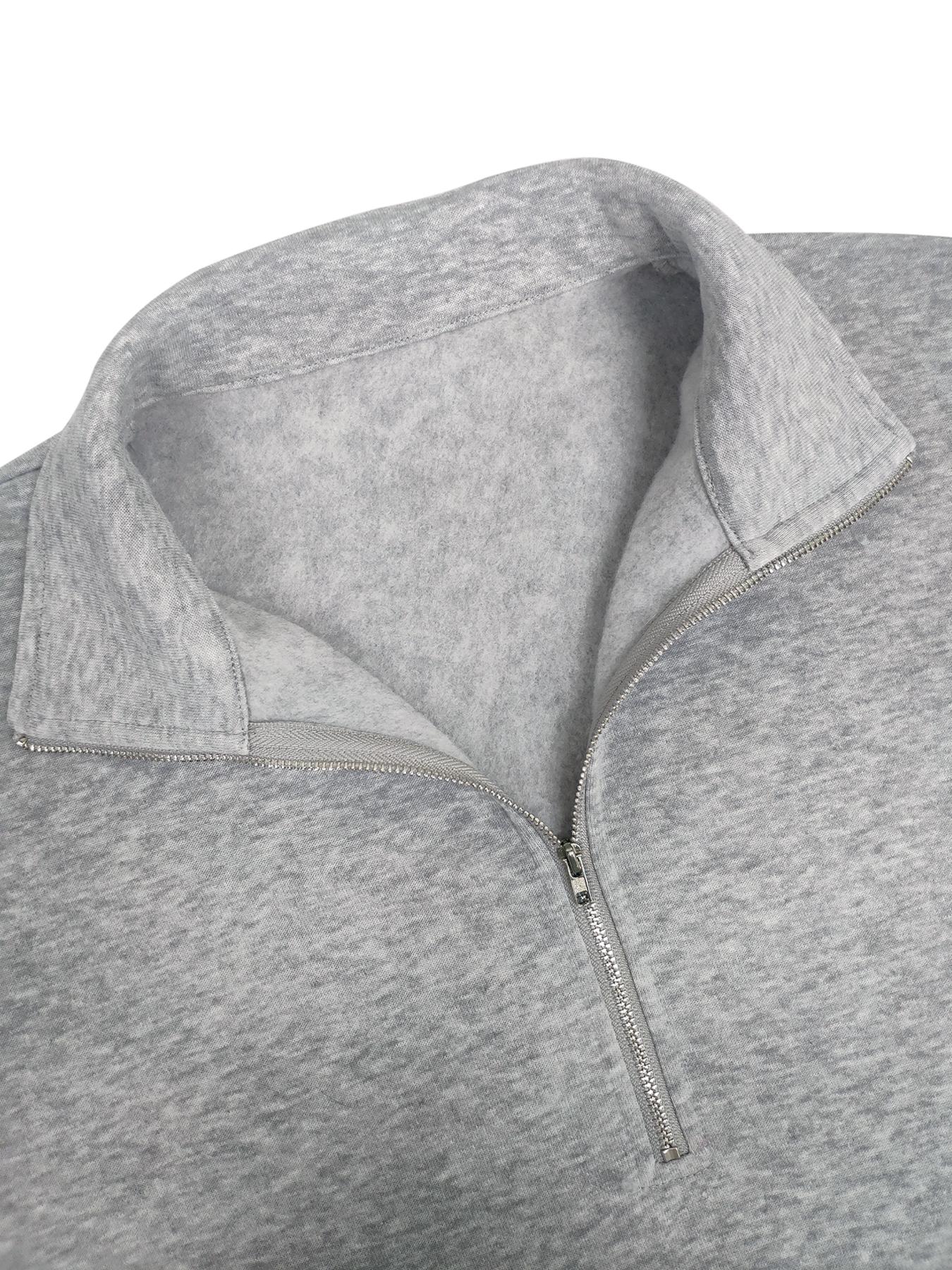 Women's Plain Half Zip Drop Shoulder Pullover, Casual Long Sleeve Collared Sweatshirt for Daily Wear,  Sweatshirts for Women, Ladies Clothes for All Seasons