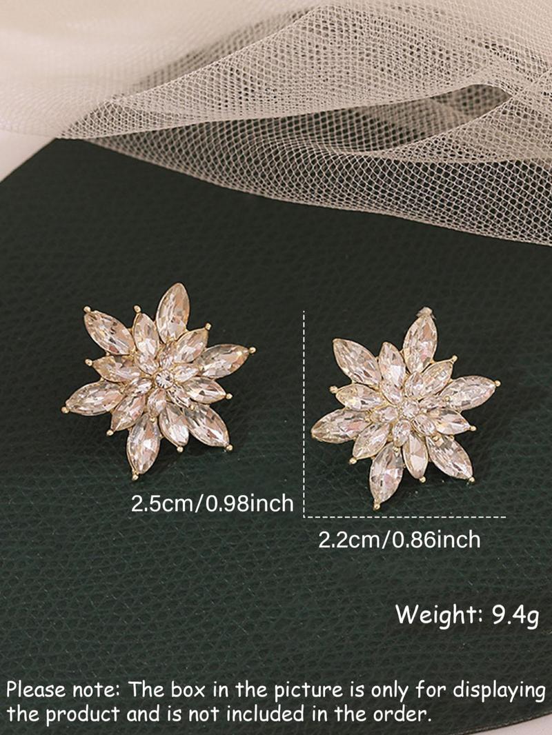Snowflake Design Rhinestone Stud Earrings, Elegant Exquisite Jewelry for Women, Trendy Accessories for Party and Daily Life, High Quality Earrings