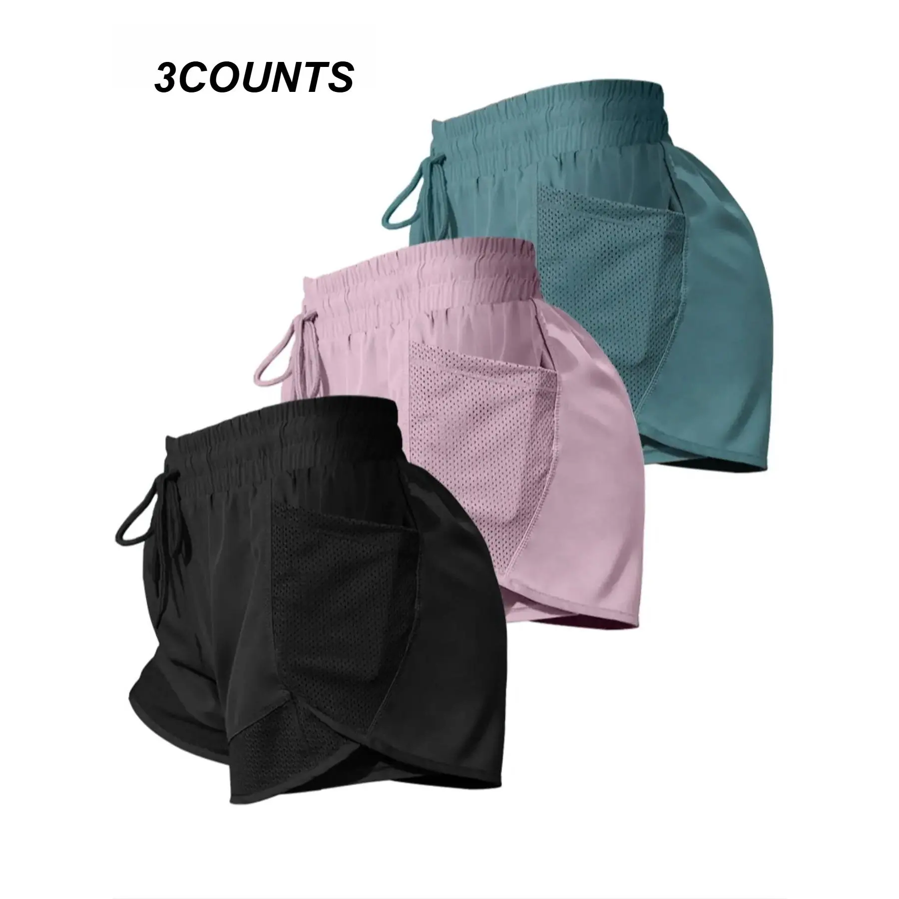 Women's Sporty High Waist Athleisure Gym Shorts, Loose-Fitting Quick-Dry Running Yoga Pants, Anti-See-Through, All Seasons, 1/2/3 Pairs Set