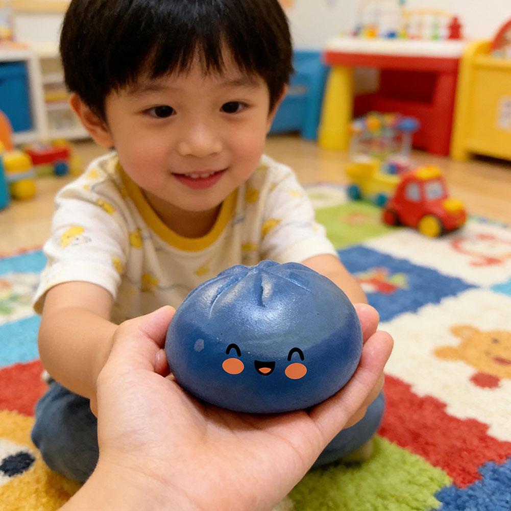 Realistic Giant Dumpling Squeeze Toy with Bamboo Steamer Soft TPR Dough Ball Decompression Fidget Toy Funny Creative Gift