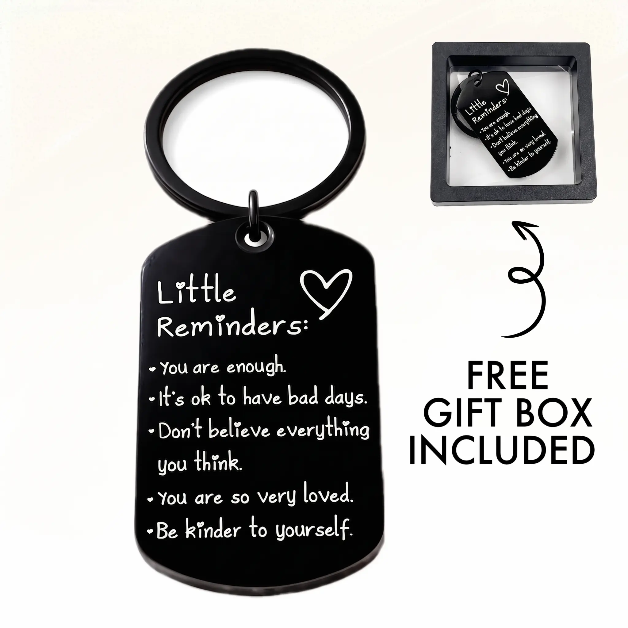 Unisex Inspirational Keychain - Palm-Size Polyester-Nylon Daily Carry Keyring, Uplifting Gift for Friends, Free Box Included, Minimalist