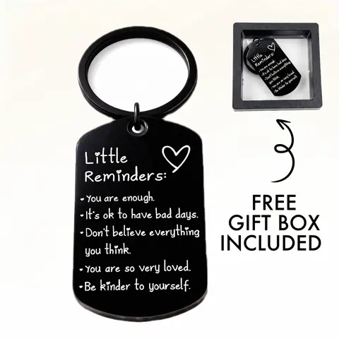 Unisex Minimalist Quote Text Nylon Fabric Keychain - 2.8x5cm Palm-Sized Tag, Adult Female Accessories, All Seasons Present with Gift Box, Uplifting Item for Him, GF Gift