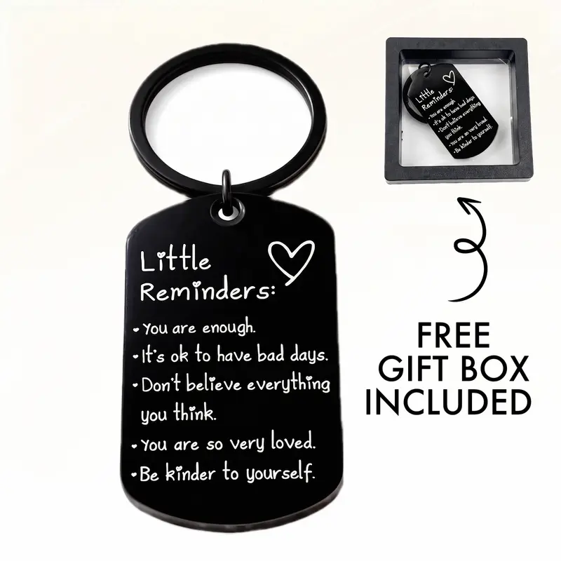 Unisex Minimalist Quote Text Nylon Fabric Keychain - 2.8x5cm Palm-Sized Tag, Adult Female Accessories, All Seasons Present with Gift Box, Uplifting Item for Him, GF Gift