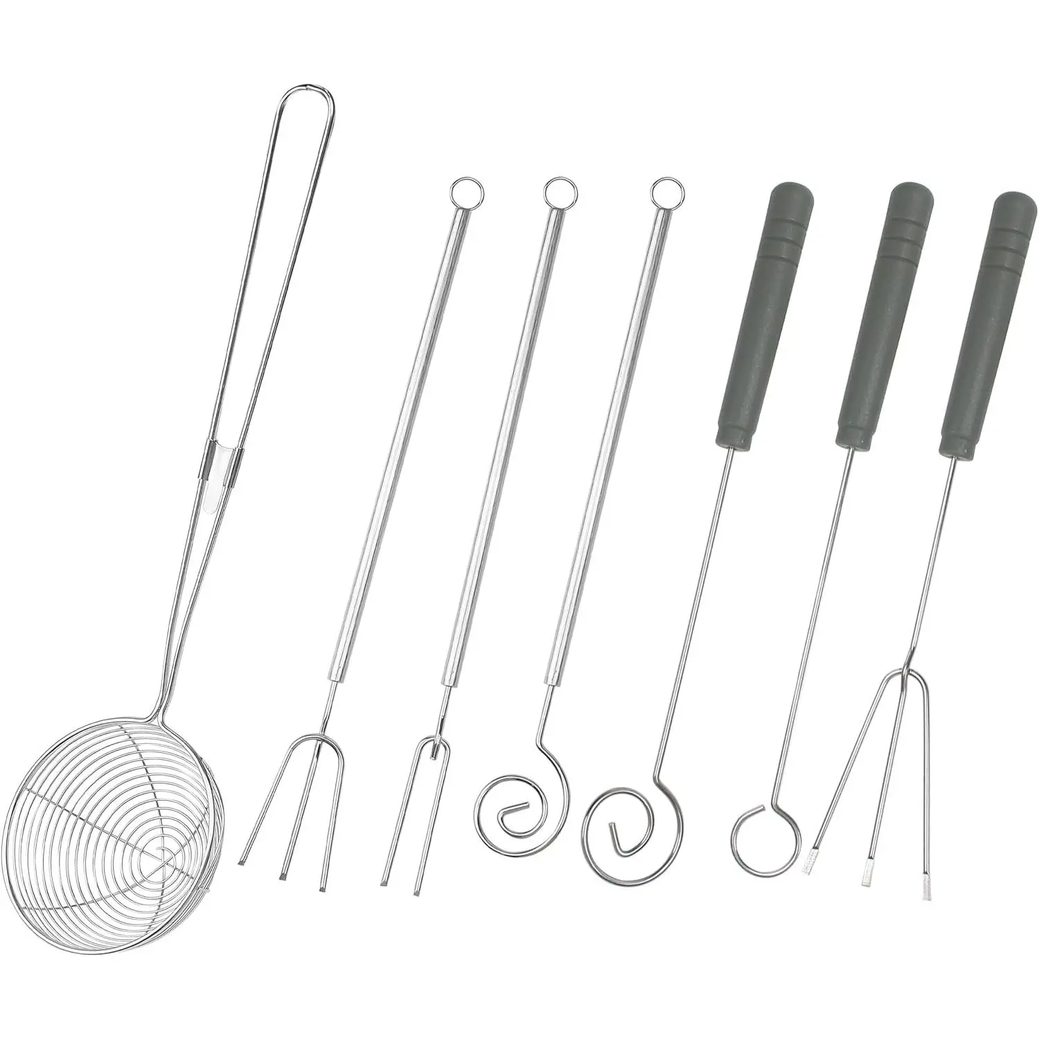 7Pcs Chocolate Dipping Tool Set, Candy Making Spoons Fork, 1 Slotted Spoon & 6 Fondue Forks, Stainless Steel Spiral Dipper Spear Supplies Plates for Decorative Truffles Handmade Pralines DIY Baking