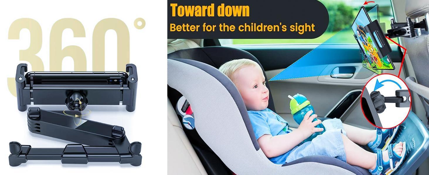 Universal Backseat Entertainment Hub 360° Rotating Car Headrest Tablet Mount for iPads & Smartphones (5.3"-12.9") | The Ultimate Road Trip Lifesaver
