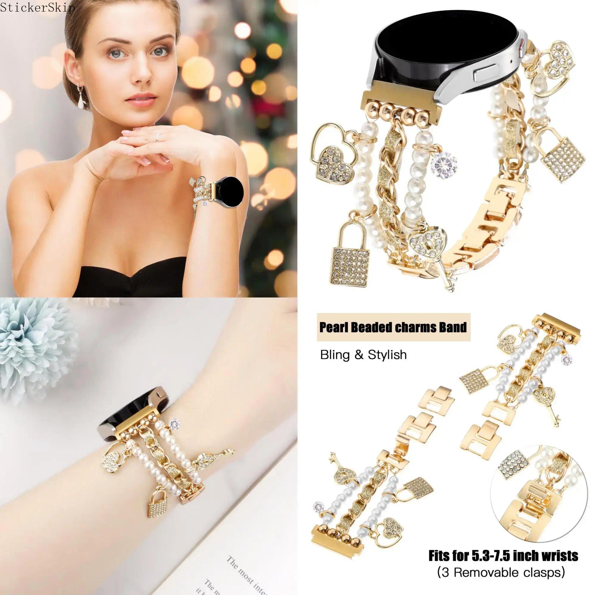 2026 Trendy Pearl & Rhinestone Samsung Galaxy Watch Band – Elegant Jewelry Style Strap Compatible with Watch 7/FE/6/5/4 (40/44mm), Classic, 5 Pro & Active 2, Shiny Adjustable Bracelet for Women, Party, Daily Wear & Gift