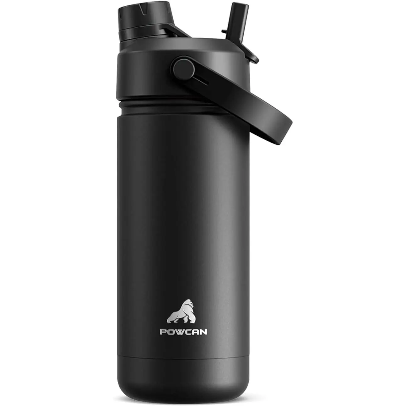 Insulated Stainless Steel Water Bottle 18 oz with 2-in-1 Straw and Spout Lid, Leak-Proof, Keeps Cold 24H, Fits Car Cup Holder, for Sports Travel School - Dark KnightGift