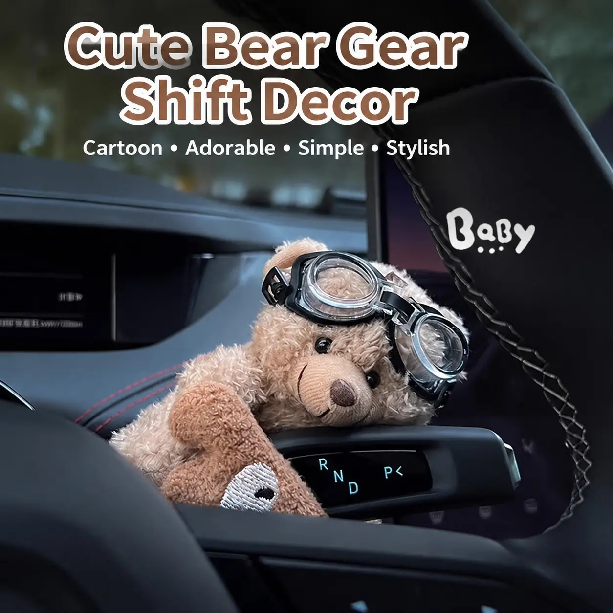 Cute Bear Car Interior Decor, Universal Dashboard Ornament, Adorable Pet Figurine, Suitable for Turn Signal and Wiper, Vehicle Decoration