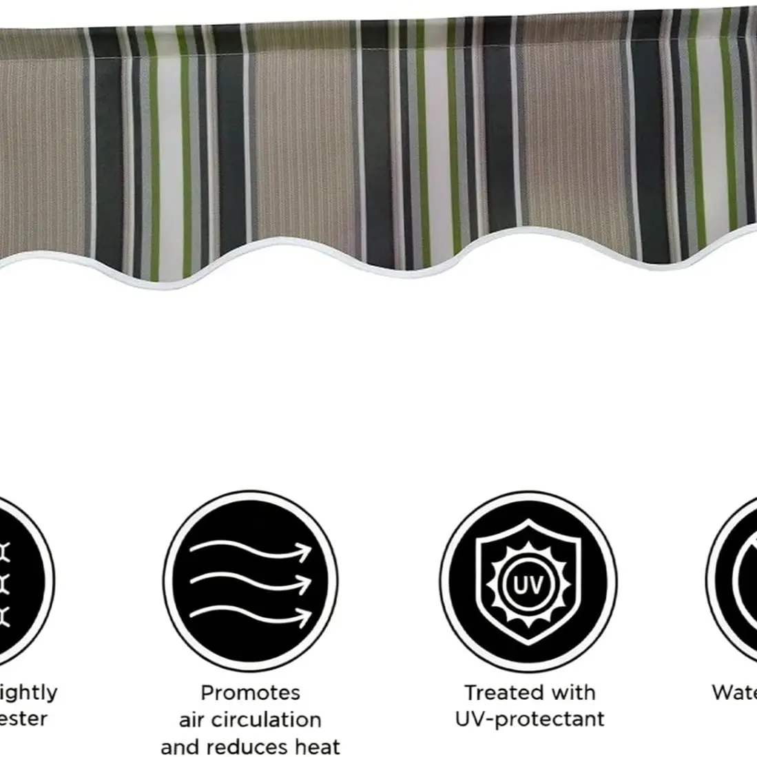 Awning Valance Replacement, 3m/3.5m/4m/4.5m/5m Heavy Duty Waterproof UV Resistant Fabric Strips, Wavy Valance for Patio Balcony Awning Replacement