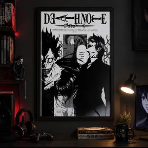 Death Note Anime Poster - Ryuk L Kira Poster Anime Art Print Anime Gifts, Canvas Wall Art Print, Japanese Anime Room Decor for Bedroom Dorm Gaming Room Office, Manga Wall Art Gift for Anime Fans
