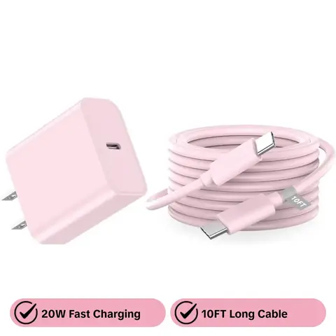 iPhone 17 16 15 Charger Fast Charging 10 FT Wired Charger, Fast Charger Cord, 20W USB C Wall Charger with 10FT Type C Charger Fast Charging Cable for iPhone 17/17 Pro/17 Pro Max/Air/16/16 Pro/16 Pro Max/15 Pro Max