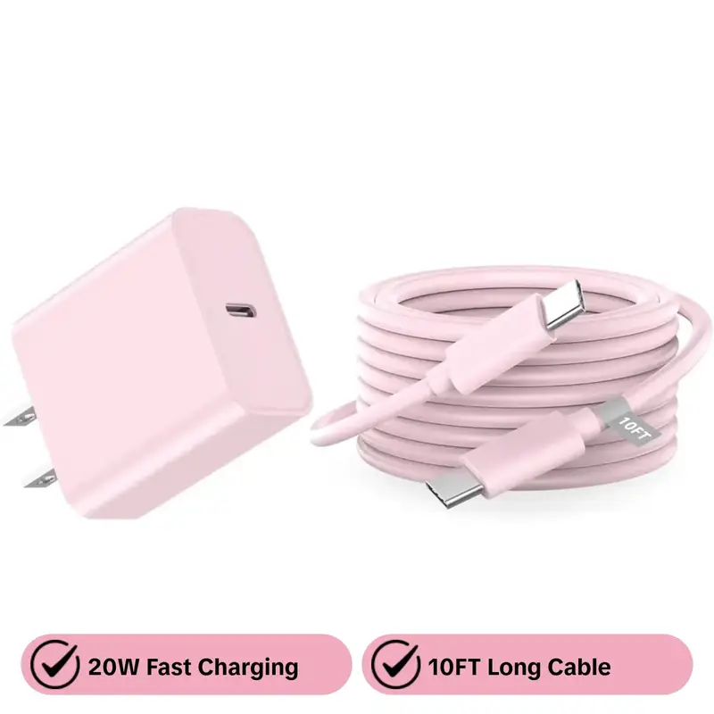 iPhone 17 16 15 Charger Fast Charging 10 FT Wired Charger, Fast Charger Cord, 20W USB C Wall Charger with 10FT Type C Charger Fast Charging Cable for iPhone 17/17 Pro/17 Pro Max/Air/16/16 Pro/16 Pro Max/15 Pro Max