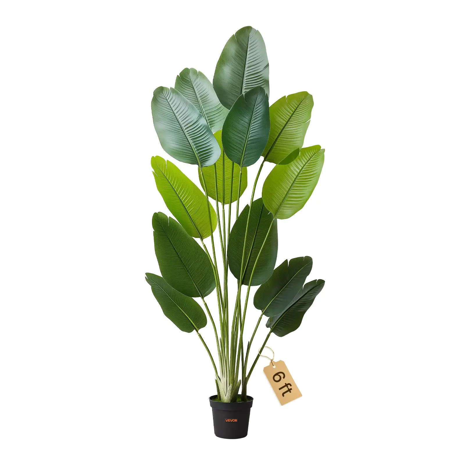 VEVOR Artificial Bird of Paradise 6 ft Tall, Fake Tropical Plants with with 13 Trunks White Pot, Faux Floor Silk Tree, Large Trees for Home Office Living Room Decor House Warming, Indoor Outdoor
