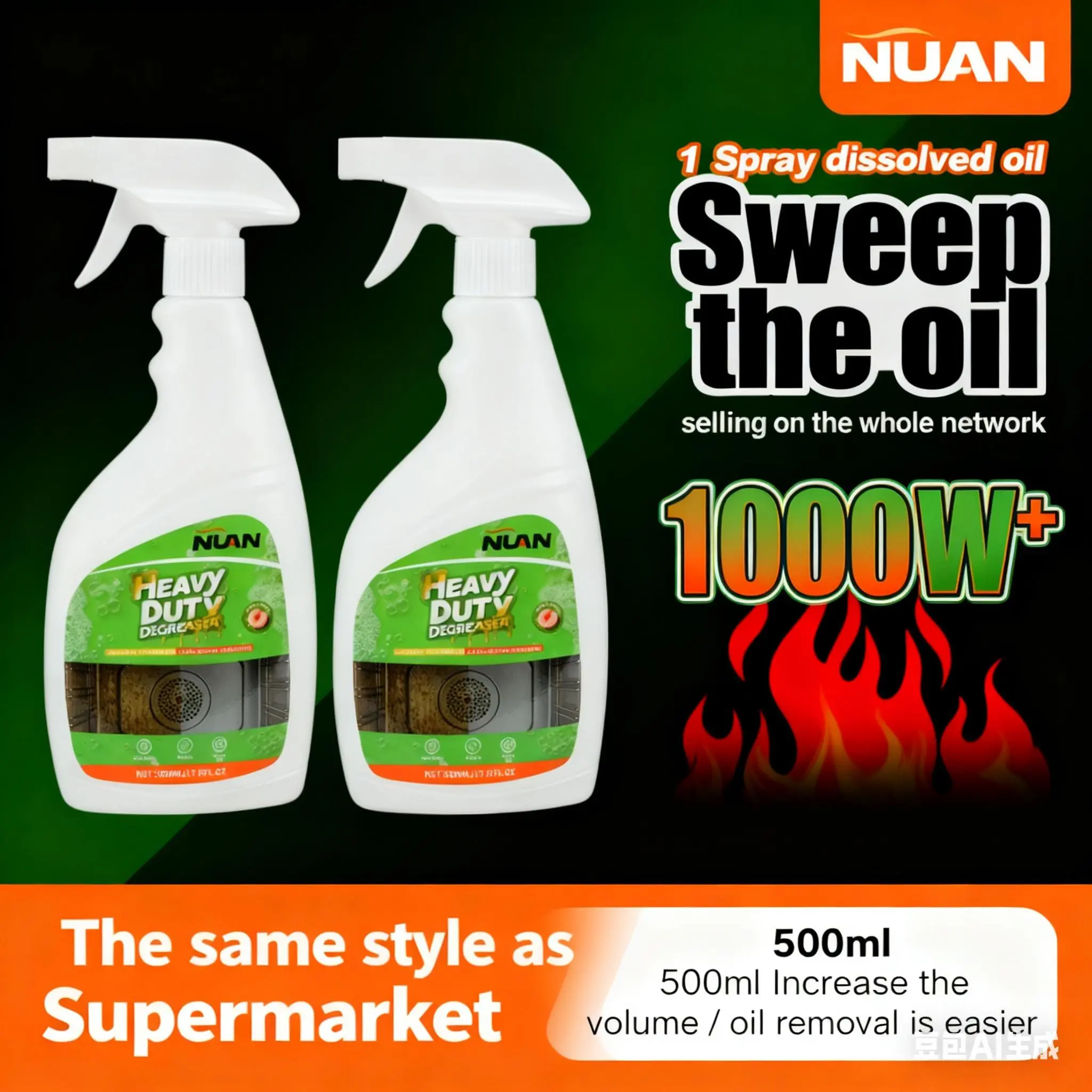 NUAN heavy duty degreaserNUAN Heavy Duty Kitchen Cleaner – Instant Grease & Oil Removal from Stoves & Appliances
