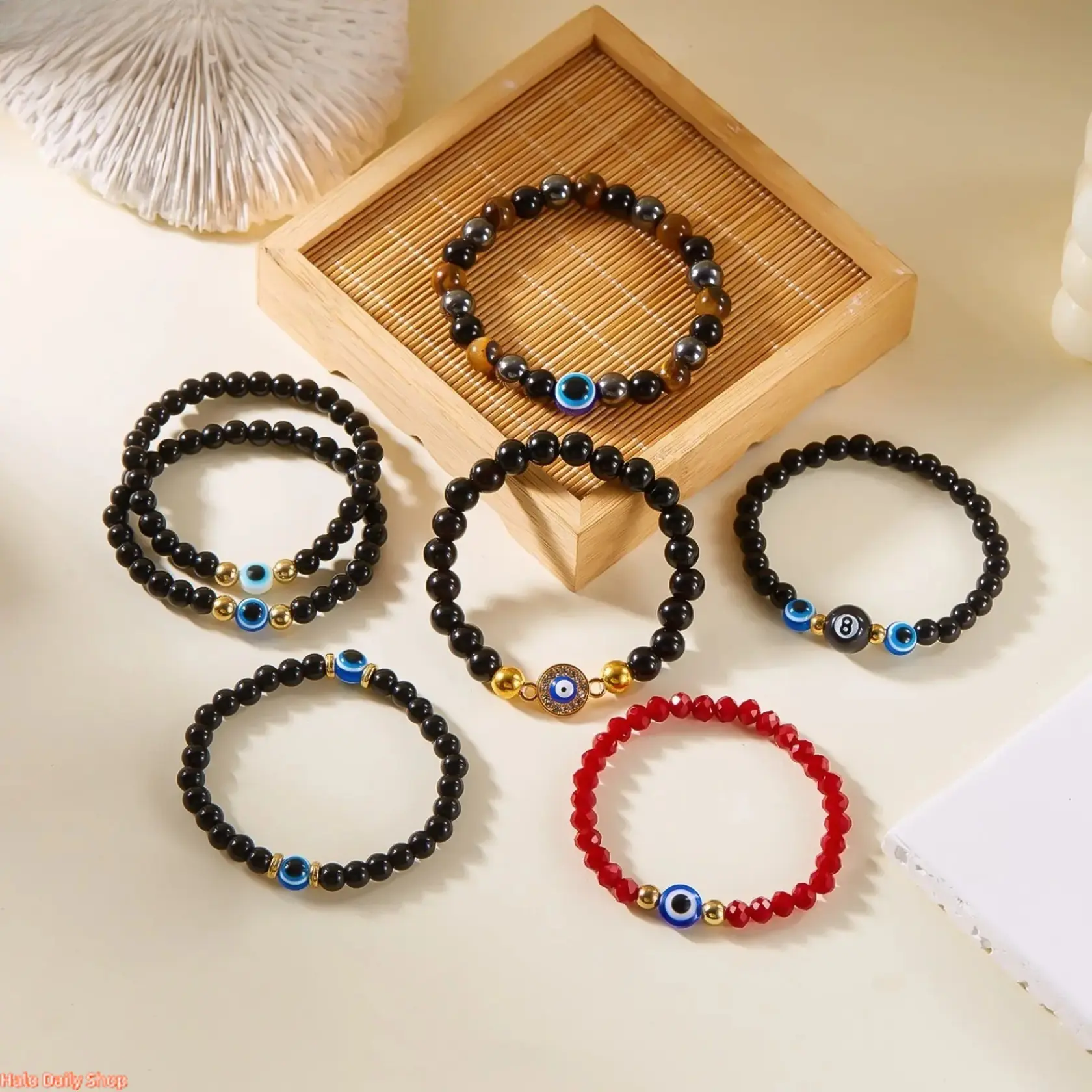 Unisex Hematite Beaded Bracelets - 8mm Modern Evil Eye Stones, Industrial Strength Cord Stretch Jewelry for Daily Anxiety Relief (Sports & Outdoor Camping Hiking Hammock Accessory), Beads, Natural Stone, Bracelets Stack, Exquisite Trendy Bracelet campinge